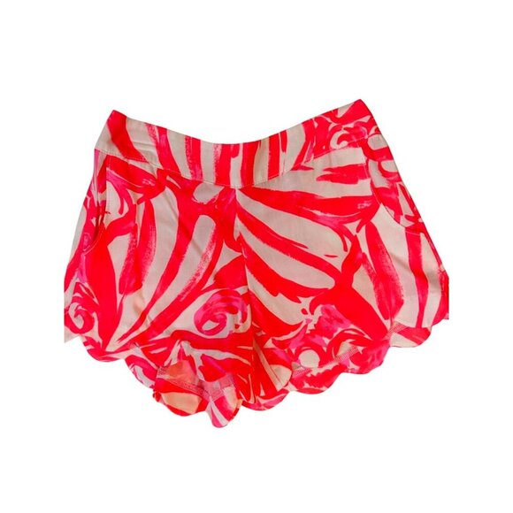 illy Pulitzer Dahlia Beach Shorts Pull On Stretch Pink Sun Ray Shimmy Small - Picture 2 of 5